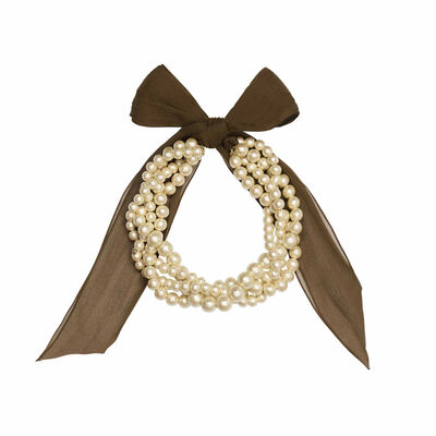 Cotton pearl silk ribbon necklace by Anq
